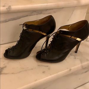 Black leather lace up sexy booties